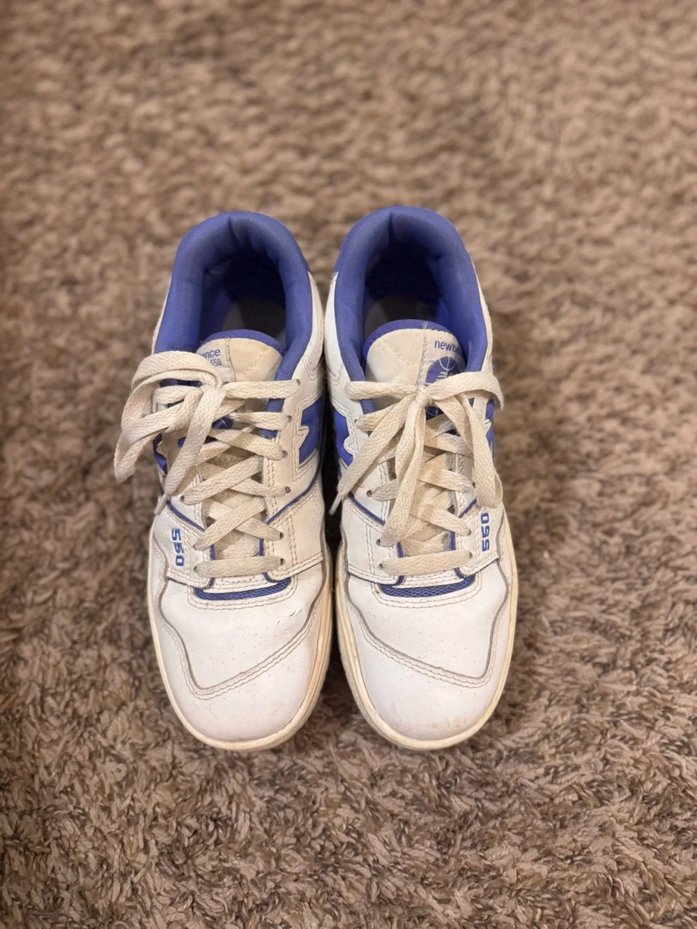New Balance Kids White and Blue 550 Sneakers